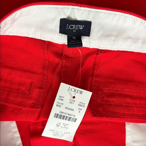 J Crew Red Shorts Size 6 100% Cotton 3 1/2 inch inseam NWT - Picture 5 of 6